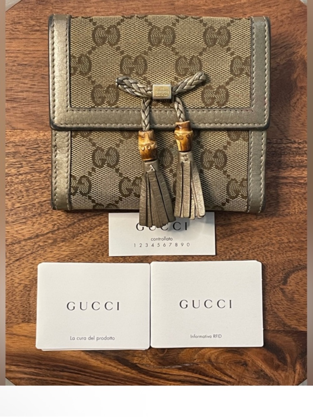 ✨ AUTHENTIC GUCCI BAMBOO TASSEL WALLET  | Beige Taupe✨